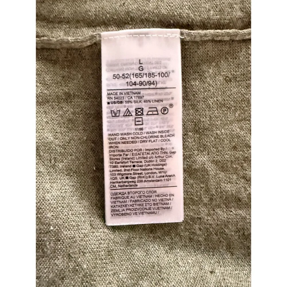 Banana Republic Livorno Silk Linen Sweater Sage Crew Neck Quiet Luxury Knit L